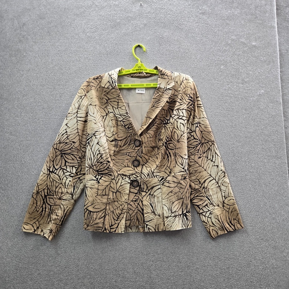 Coldwater Creek Women Blazer 20 Beige Floral Career Button Long Sleeve